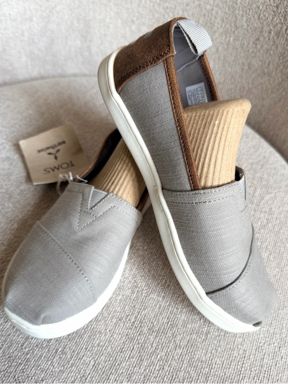 TOMS Men’s Slip-On Canvas Loafers in Gray and Brown